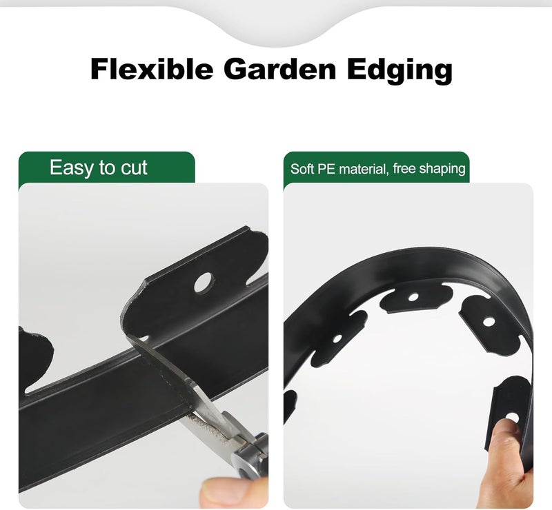 LINSHRY 33 FT Landscape Edging, 4 Inch Tall Garden Edging Border No Dig with 40 Spikes, Flexible Plastic Lawn Edging for Landscaping Flower Bed Yard - Image 3